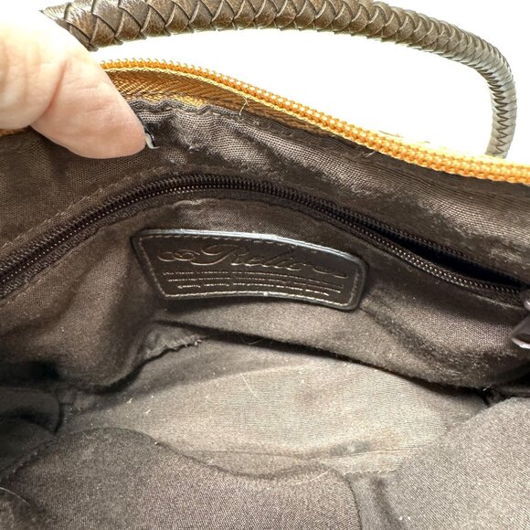 Embossed Tan Paisley Shoulder Bag With Brown Braided Strap By Relic - Picture 6 of 9